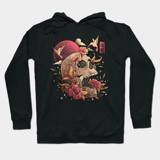 Life and Death Skull Flowers Gift Hoodie by eduely